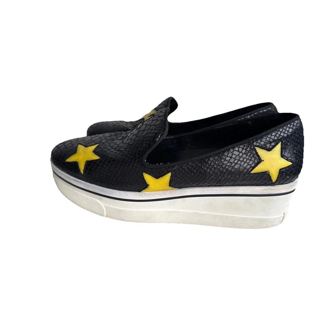 Stella McCartney Python Embossed Faux Leather Binx Star Platform Sneakers 10.5